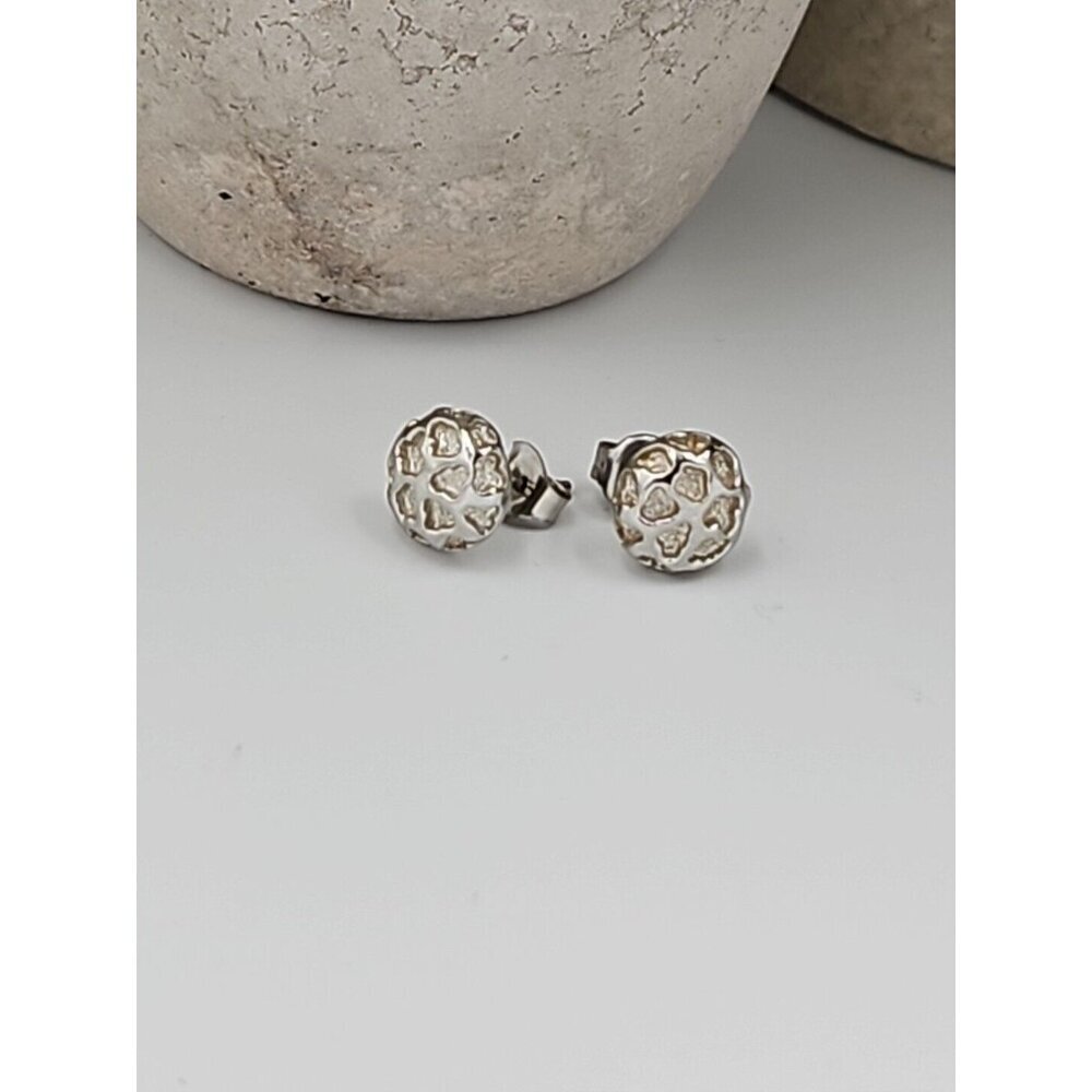 Earrings ~ Silvertone Nugget‎ Studs ~ 1/4 inch